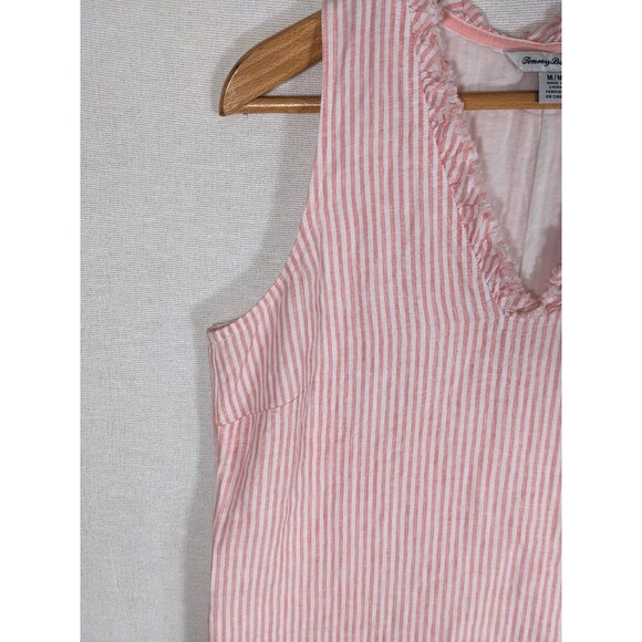Tommy Bahama Dress Linen Mini Cabana Pink Striped Fringe Shift Women's Size Med - Picture 4 of 10